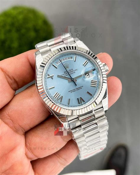 rolex day-date platinum ice blue|rolex day date platinum baguette.